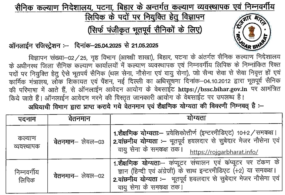 BSSC Welfare Officer LDC Recruitment 2025